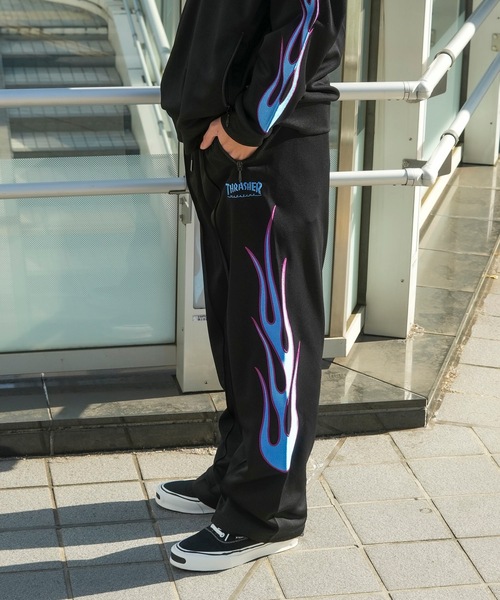 Thrasher スウェットパンツ ファイヤーフレーム S グレー THRASHER パンツ Flame TRACK PANTS/スラッシャーフレイム