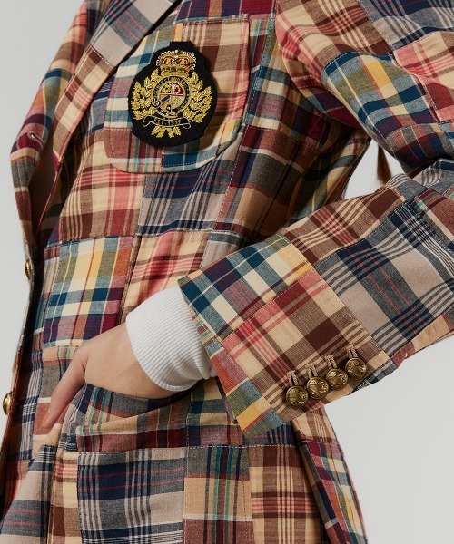 90s チェック柄パッチワークテーラードジャケット L DOUBLE STANDARD CLOTHING ジャケット テーラードジャケット