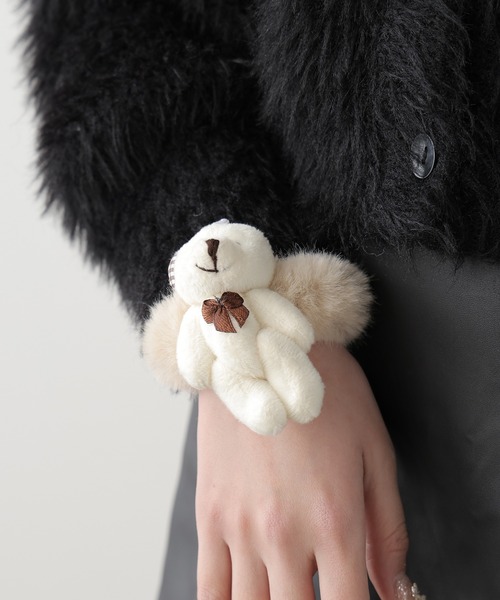 【売約済みです】クマとバラ柄のリボンカチューシャ大　クリップ式　ピンク 香港ディズニー クリスマス ピンク カチューシャ 海外