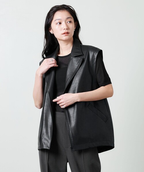 ベスト ジレ 「MARW UNITED ARROWS」レザーライク ベスト レディース