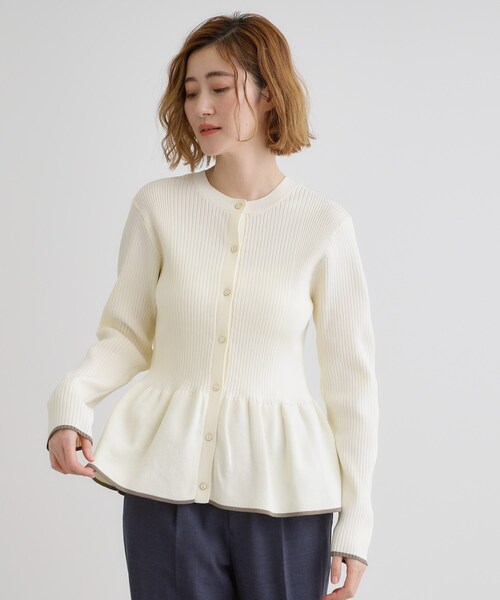 TO BE CHIC 　ニット ペプラム ジャケット　カーディガン　サイズII 楽天市場】ゴールドボタン Vネック ペプラムカーディガン