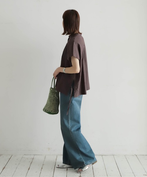 NOMBRE IMPAIR ブラウス シャツ コットン麻キャンバス ボックス