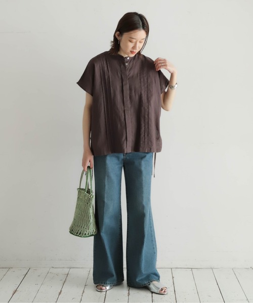 ブラウス シャツ コットン麻キャンバス　ボックスブラウス レディース NOMBRE IMPAIR ブラウス シャツ コットン麻キャンバス ボックス