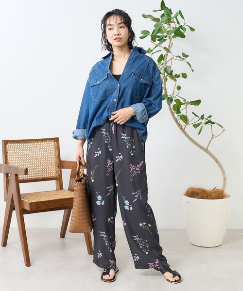 FREAK'S STORE パンツ 大判花柄 イージーパンツ レディース