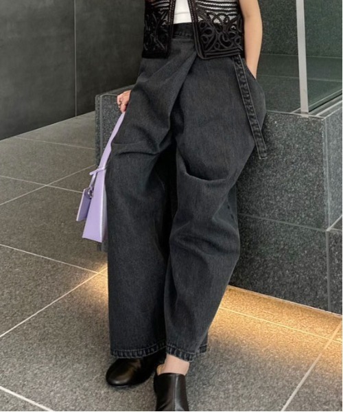 えむ(♀) AMERI ボトムス Ameri（アメリ） ジーンズ デニム デニムパンツ WRAP DENIM WIDE PANTS