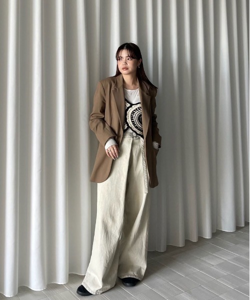 極美品✨25年発売 Ameri WRAP DENIM WIDE PANTS L Ameri（アメリ） ジーンズ デニム デニムパンツ WRAP DENIM WIDE PANTS