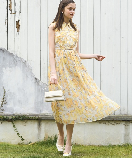 ERADIE ワンピース ERADIE ワンピース French Sleeve Airy Pleated Printed one