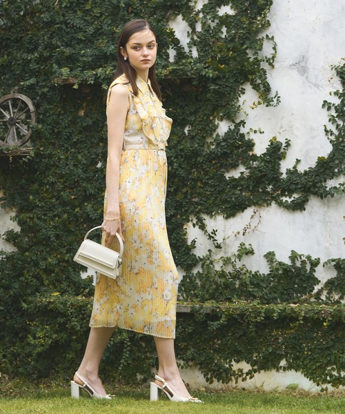 ERADIE ワンピース ERADIE ワンピース French Sleeve Airy Pleated Printed one