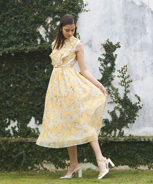 ERADIE ワンピース ERADIE ワンピース French Sleeve Airy Pleated Printed one