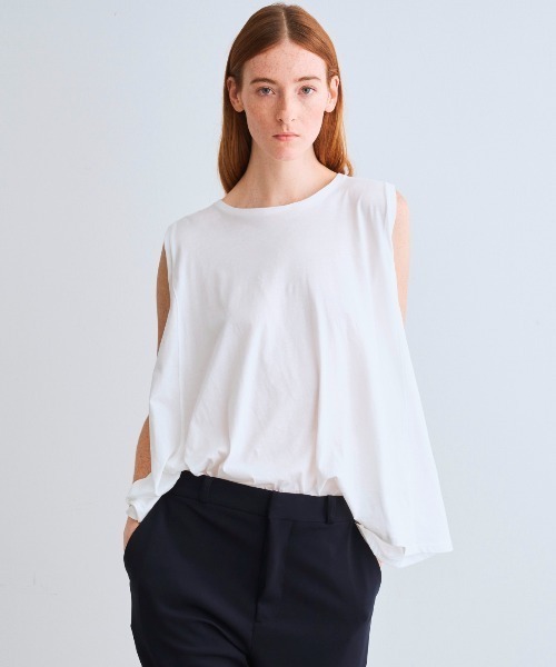 タンクトップ ノースリーブ ミルキージャージー ドレープタンク レディース three dots タンクトップ ノースリーブ ミルキージャージー