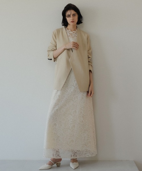 LE'RURE ジャケット ノーカラージャケット Melange collarless