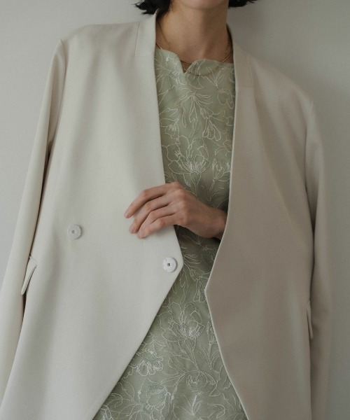 LE'RURE ジャケット ノーカラージャケット Melange collarless jacket