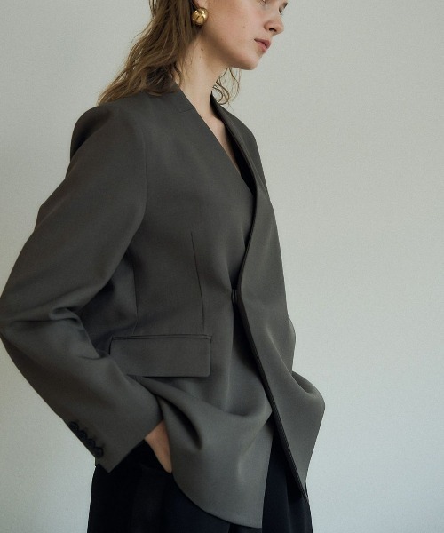 LE'RURE ジャケット ノーカラージャケット Melange collarless jacket