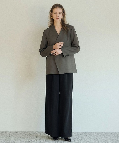 LE'RURE ジャケット ノーカラージャケット Melange collarless