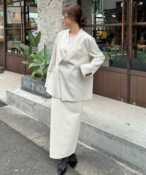 LE'RURE ジャケット ノーカラージャケット Melange collarless