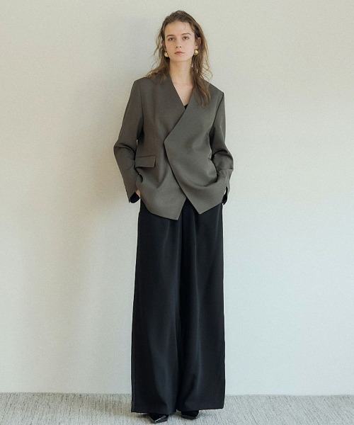 LE'RURE ジャケット ノーカラージャケット Melange collarless