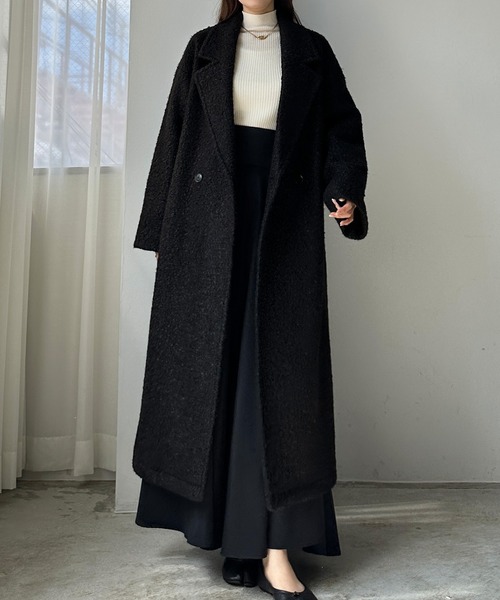 「Louere」 チェスターコート LARGE ブラック レディース_画像2