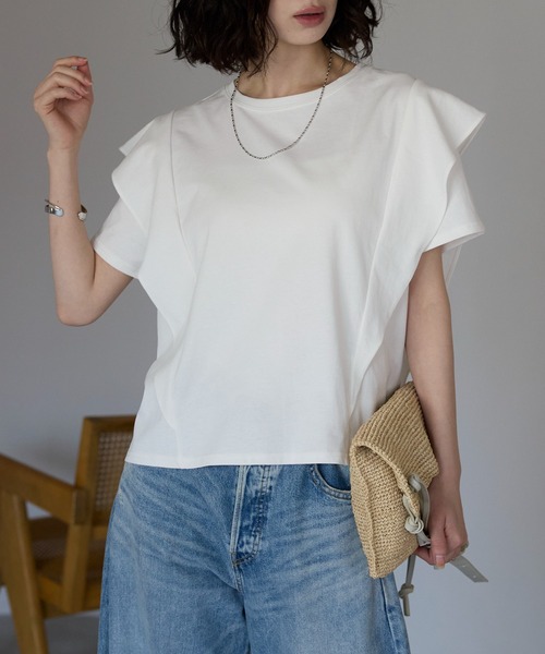 tシャツ B7 / fril sleeve tee(フリルスリーブTシャツ) レディース B7 / fril sleeve tee(フリルスリーブTシャツ)