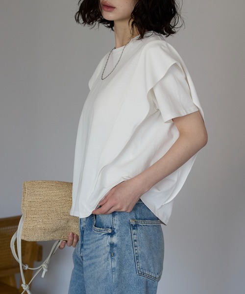 tシャツ フリルモチーフスリーブトップス レディース each alchemist tシャツ ラッフルフリルスリーブコンパクトT