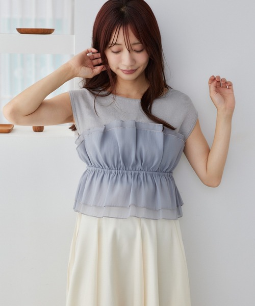 ニット セーター 異素材プリーツニットプルオーバー レディース BEAMS HEART（ビームス ハート）ニット コンビ異素材 プル