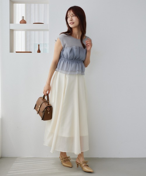 ニット セーター 異素材ビスチェニットプルオーバー  499611 レディース mysty woman ニット セーター 異素材ビスチェニットプルオーバー