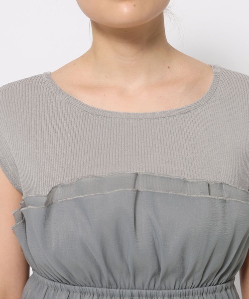 ニット セーター 異素材ビスチェニットプルオーバー  499611 レディース mysty woman ニット セーター 異素材ビスチェニットプルオーバー