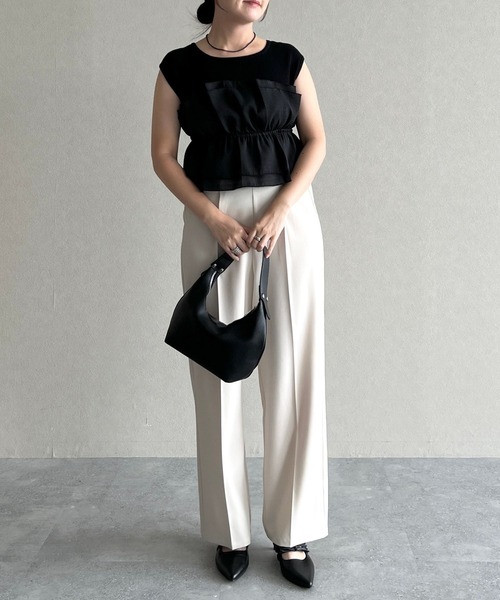 ニット セーター 異素材ビスチェニットプルオーバー  499611 レディース mysty woman ニット セーター 異素材ビスチェニットプルオーバー