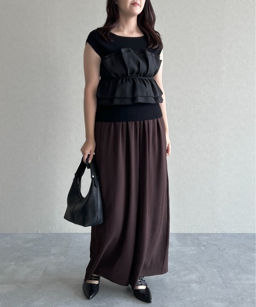 mysty woman ニット セーター 異素材ビスチェニットプルオーバー