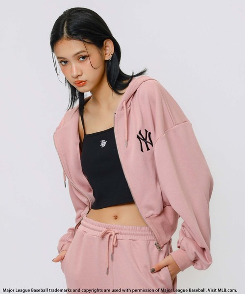 l*a様 theory luxeピンクベージュフード付きジャケットとロングスカー BACK TO THE FIELD パーカー 「MLB」刺しゅうロゴショートZIPパーカー