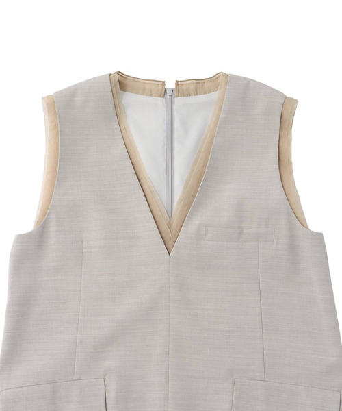 DRESSLAVEグレー ジップアップ ニットベスト 38 DRESSLAVE（ドレスレイブ） ベスト ジレ suiting vest(スーツベスト