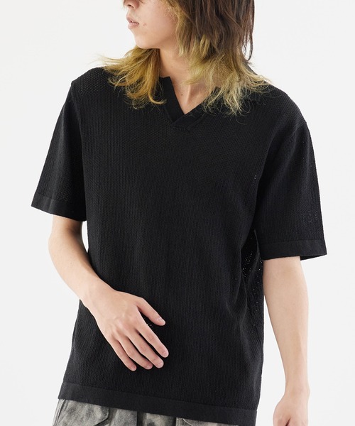 CH メッシュTシャツ 黒 半袖 Theater code tシャツ Short Sleeve Mesh Tops / 半袖メッシュトップス