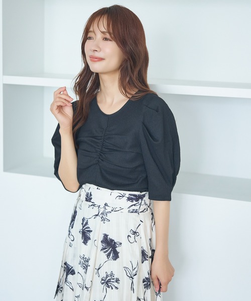 mysty woman（ミスティウーマン） tシャツ フロントギャザーカットSS