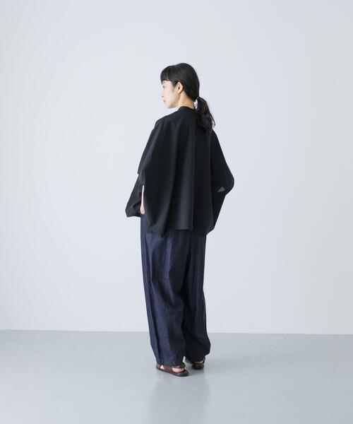 新品　今季　かぐれ　コットンスクエアポンチョシャツ 2025年春夏　ブルー　綿 コットンスクエアポンチョシャツ（シャツ/ブラウス）｜かぐれ