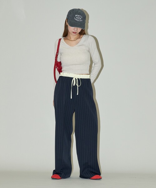スラックス パンツ PUBLUX/パブリュクス ウエスト シャーリング 切り替えイージースラックス パンツ　限定展開 レディース | PUBLUX | 11
