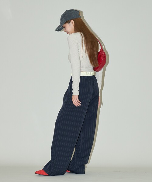 スラックス パンツ PUBLUX/パブリュクス ウエスト シャーリング 切り替えイージースラックス パンツ　限定展開 レディース | PUBLUX | 12