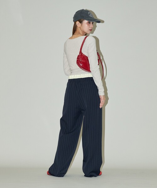 スラックス パンツ PUBLUX/パブリュクス ウエスト シャーリング 切り替えイージースラックス パンツ　限定展開 レディース | PUBLUX | 13