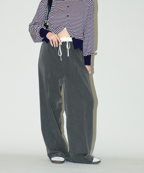 スラックス パンツ PUBLUX/パブリュクス ウエスト シャーリング 切り替えイージースラックス パンツ　限定展開 レディース | PUBLUX | 18