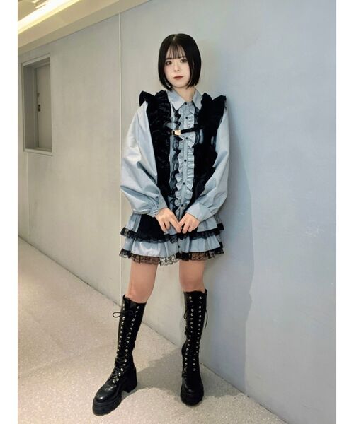 jouetie（ジュエティ） ブラウス シャツ レースフリルチュニックシャツ