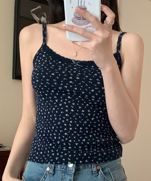 Lace Ladies（レースレディース） キャミソール 小花柄 レース リボン