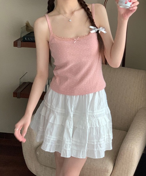 Lace Ladies（レースレディース） キャミソール 小花柄 レース リボン