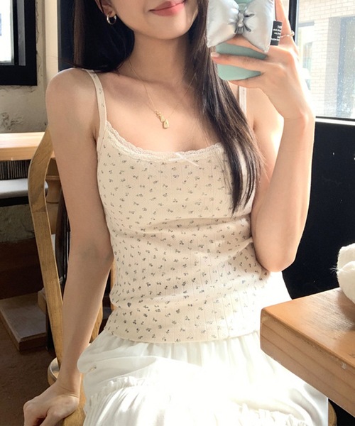 Lace Ladies（レースレディース） キャミソール 小花柄 レース リボン