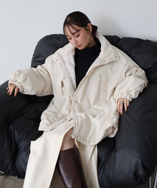 Freesia ダウンコート ダウンジャケット スタンドカラー2way中綿ダウン