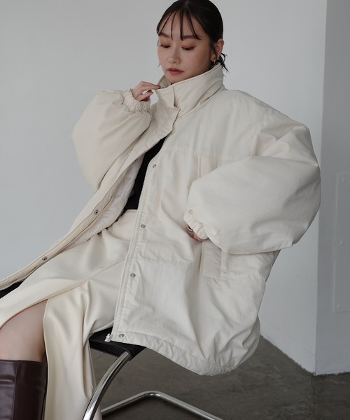 Freesia ダウンコート ダウンジャケット スタンドカラー2way中綿ダウン