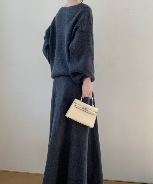 Diosfront セットアップ ボートネック畦編みニットプルオーバー