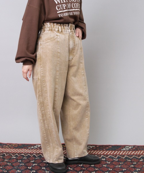 美品 URCH RNA バルーンバナナデニムパンツ ヴィンテージ加工 ゆったり URCH RNA ジーンズ デニム デニムパンツ R4391 ケミカル加工のワーク