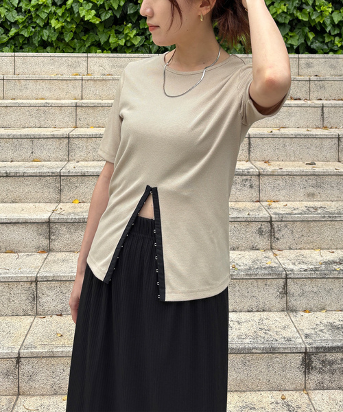 「ISOOK」 半袖カットソー FREE ベージュ レディース_画像7