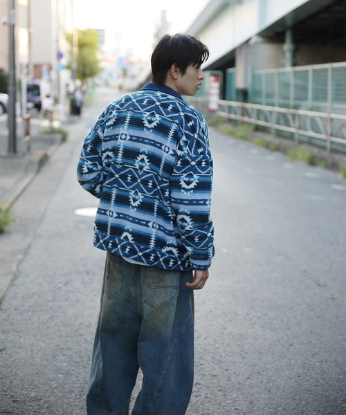 コート ジャケット HOOK -original- 民族風幾何学模様ボアジャケット