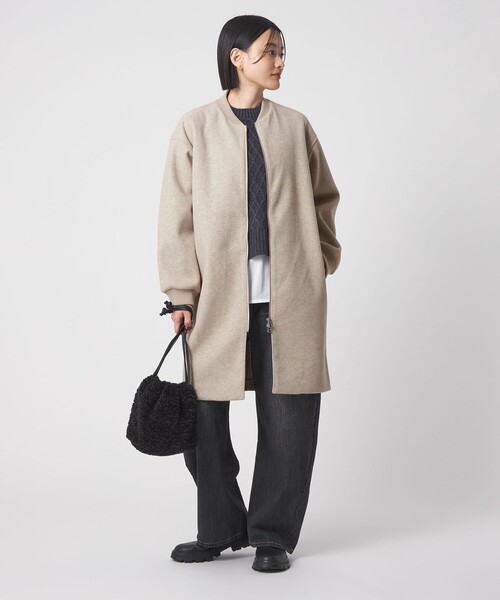 A DAY IN THE LIFE ブルゾン アウター ニットメルトン ロングブルゾン
