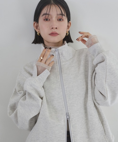 Rene レース ダブルジップ ジャケット ブルゾン hunch（ハンチ） ブルゾン アウター 裏起毛ダブルジップ ハイネック