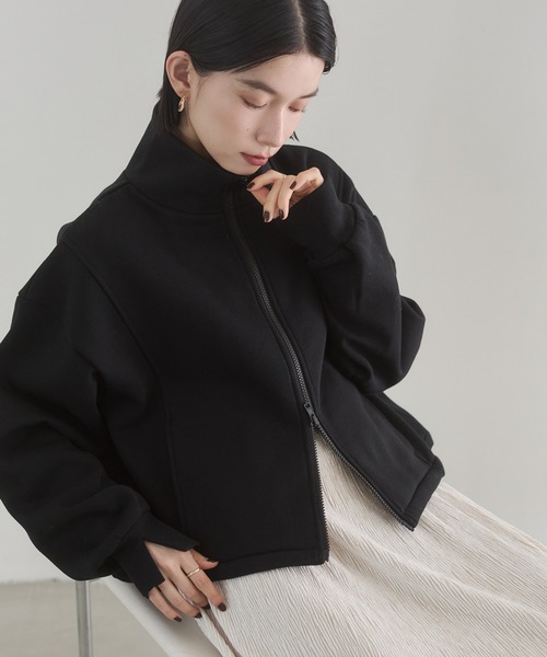 hunch（ハンチ） ブルゾン アウター 裏起毛ダブルジップ ハイネック